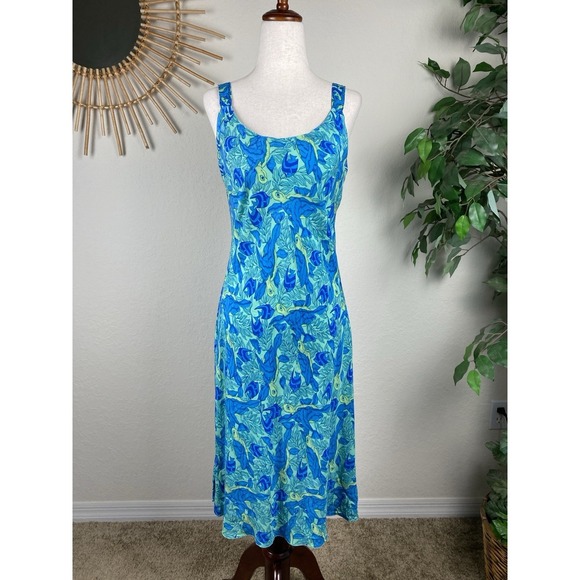Rainbow Jo Dresses & Skirts - Rainbow Jo Tropical Vacation Dress Size S Fish Turtle Print Beach Fairy Midi